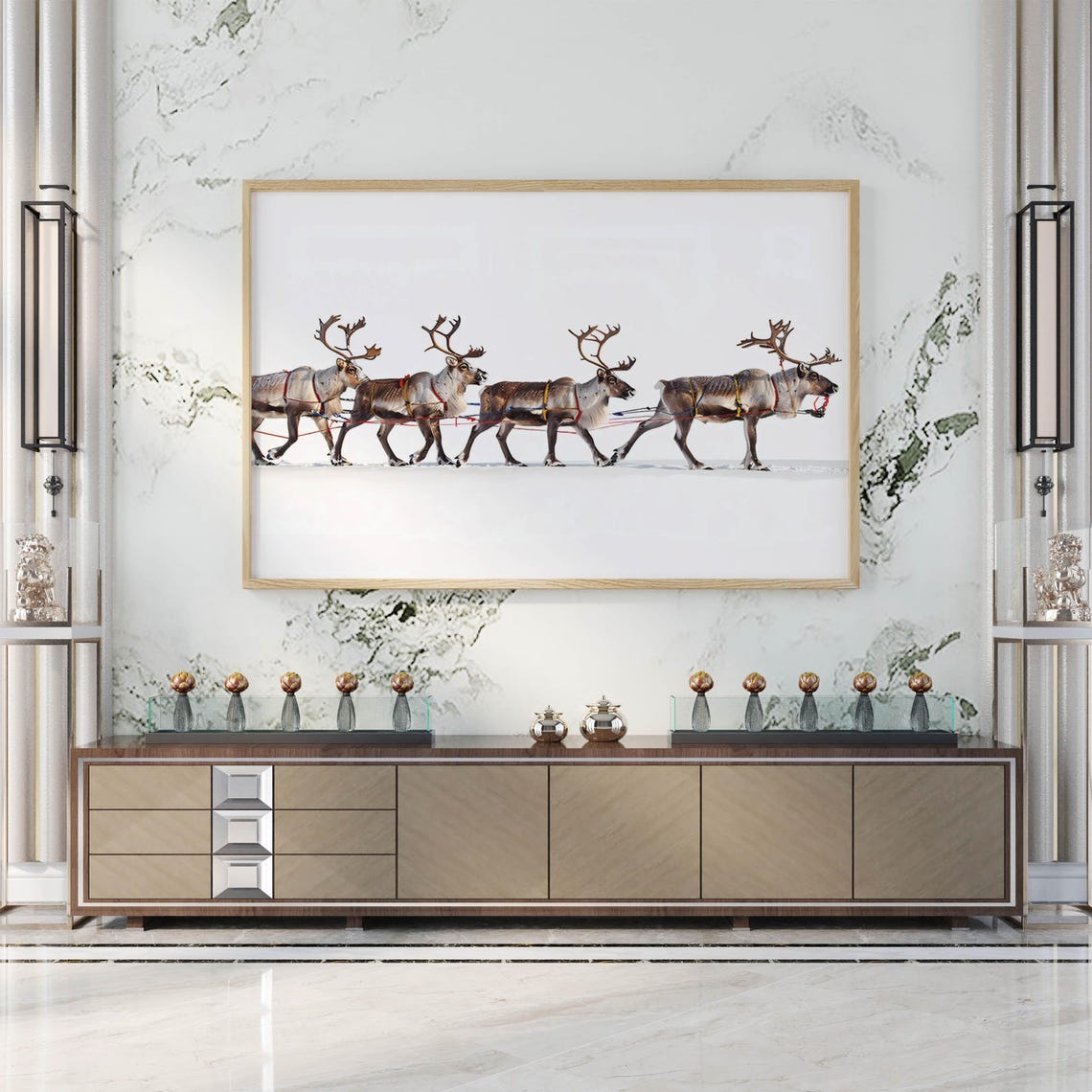 Reindeer Art Caribou Nordic Painting Caribou Vibrant Portrait Reindeer Nordic Poster Reindeer Nursery Decor Caribou Art Print - Image 3