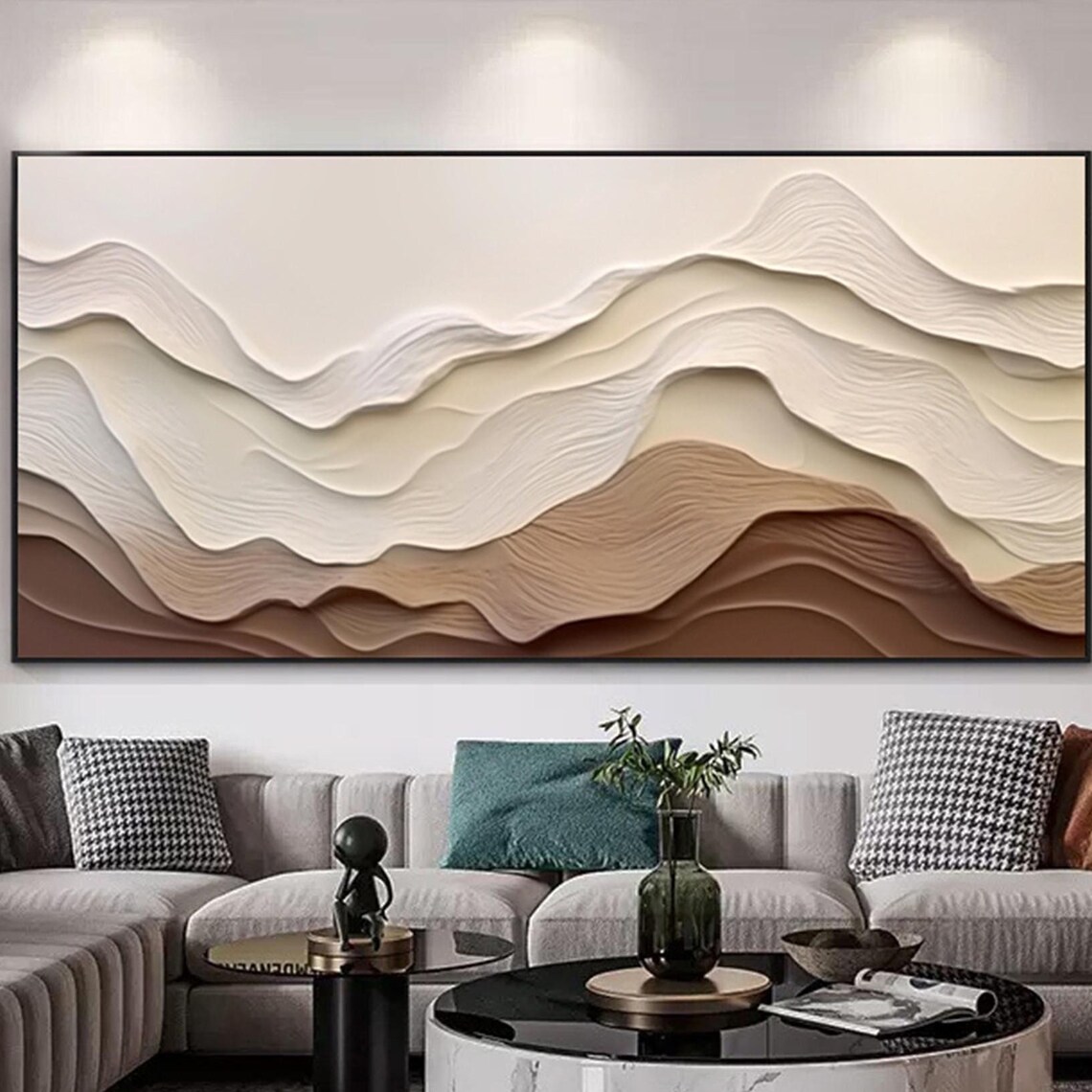 Abstract Mountain Painting, Wabi Sabi Holiday Decor