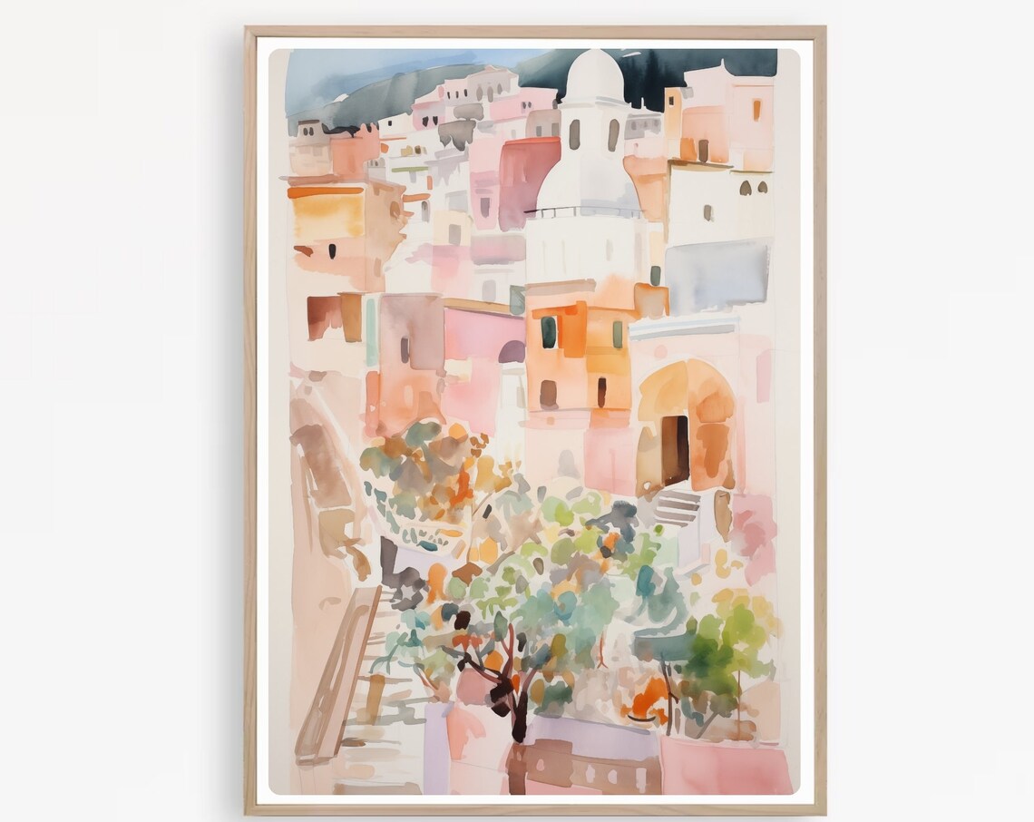Capri Italy Watercolor Travel Poster, Art Print