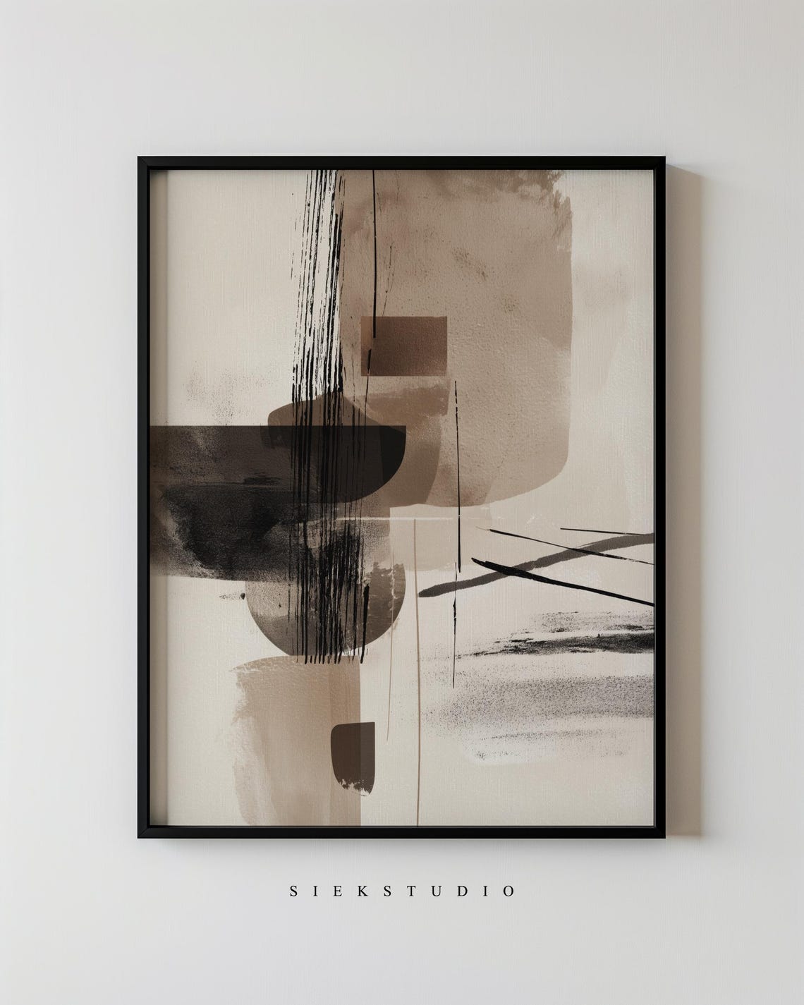 Neutral Beige Abstract Shapes Painting Minimalist Modern Art Poster