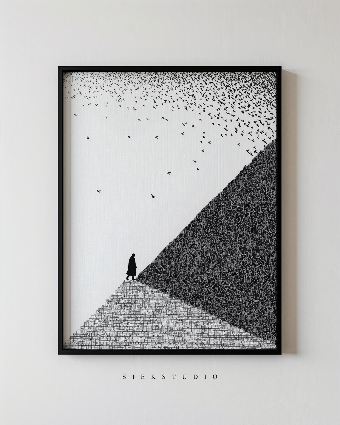 Minimalist Figure Landscape Line Art Poster Print