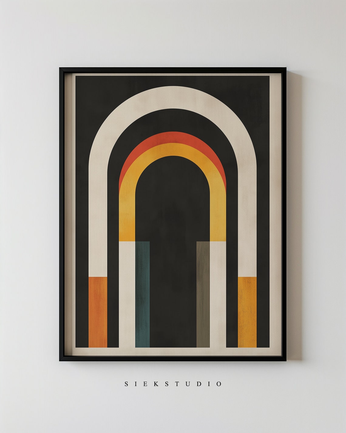 Retro Geometric Rainbow Arches Mid Century Modern Boho Art Poster