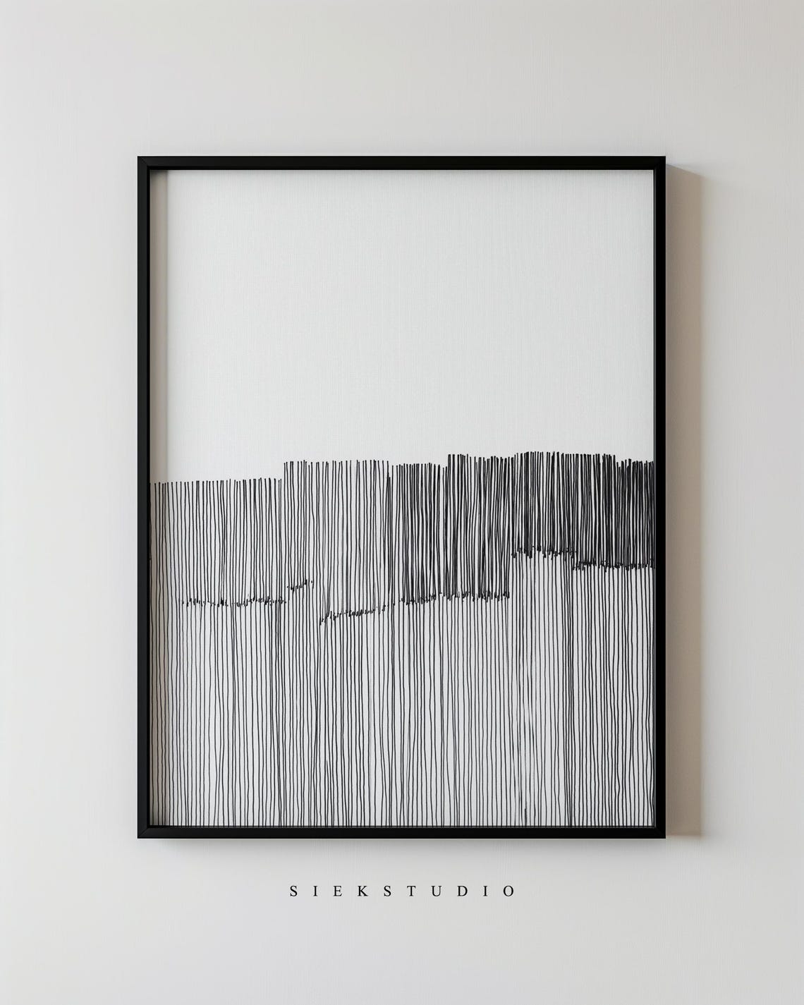 Black Vertical Line Abstract Modern Minimalist Ink Wall Poster