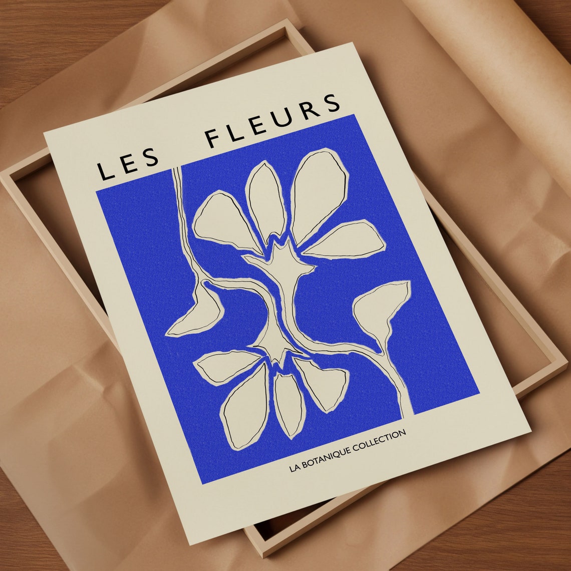 Les Fleurs Cobalt Blue Abstract Floral French Botanical Poster - Image 2