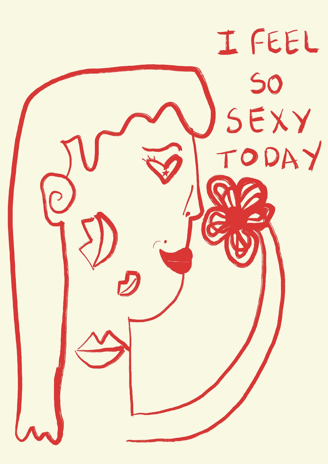 I Feel So Sexy Today Red Line Art Self Love Affirmation Poster - Image 2