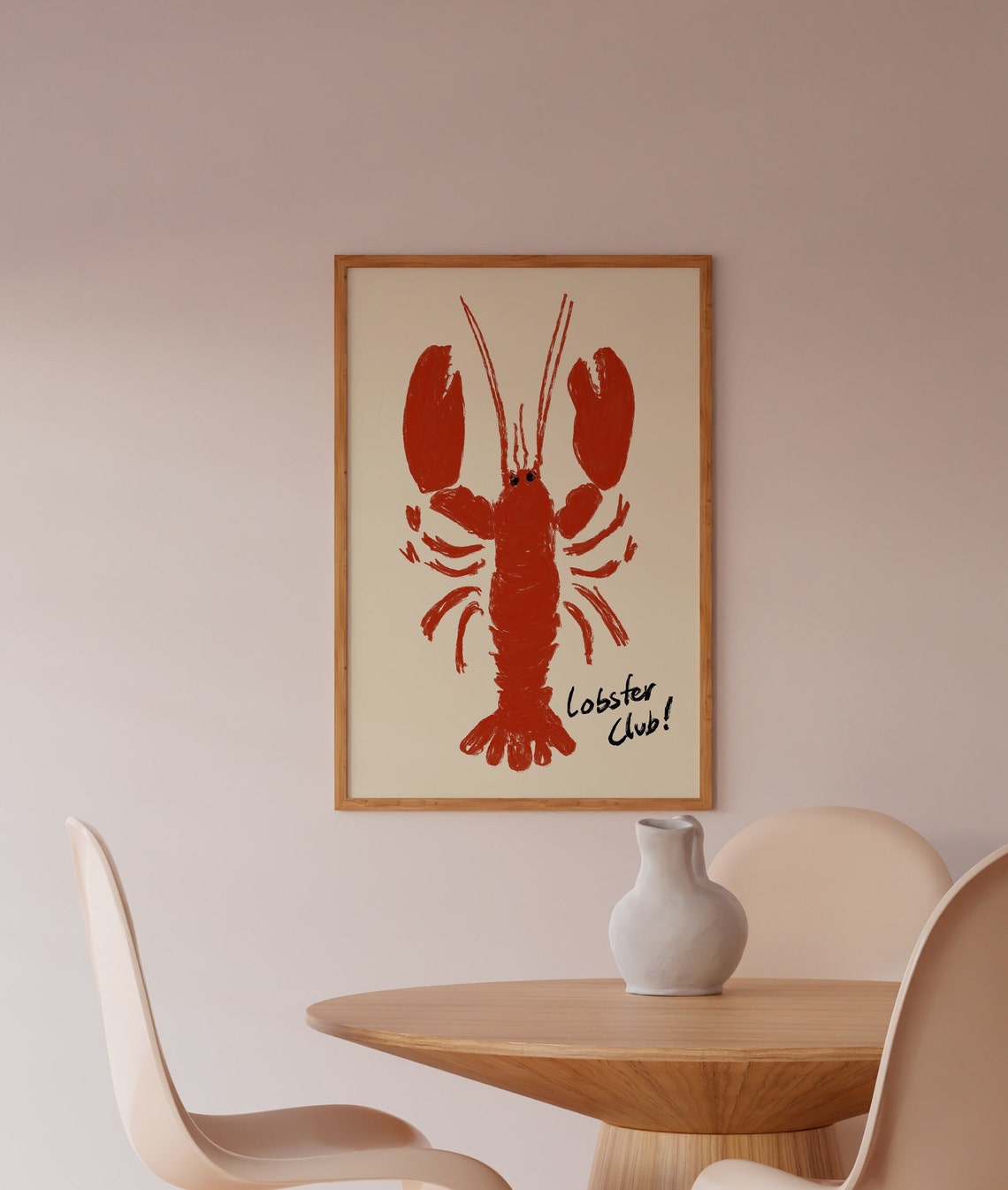 Lobster Club Red Lobster Minimalist Coastal Kitchen Art Poster