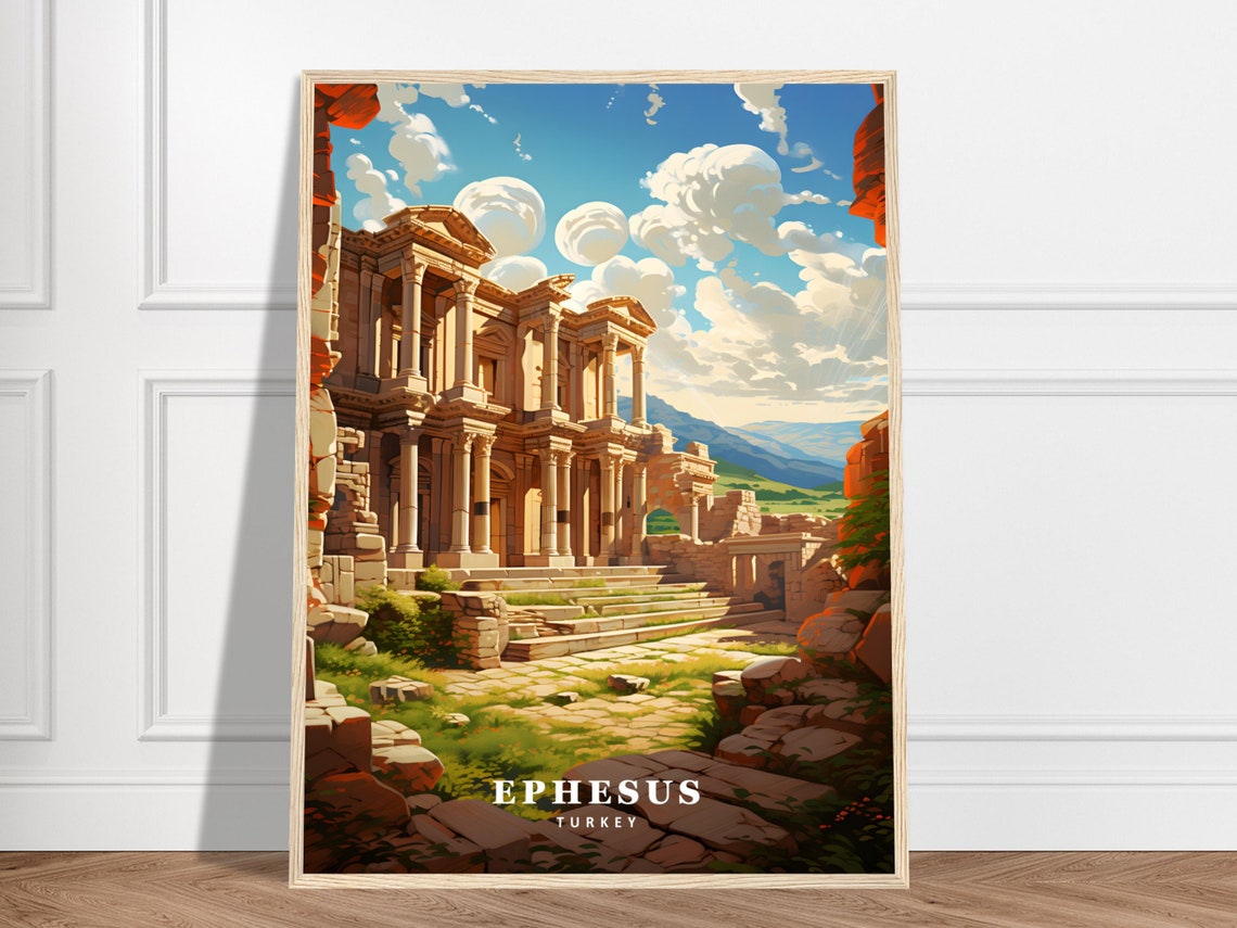 Ephesus Turkey Ancient Library Of Celsus Minimalist Travel Poster