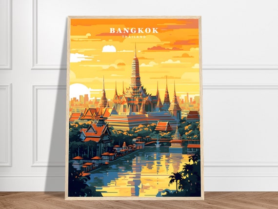 Bangkok Grand Palace Travel Print Thailand Collection Kings Of Siam Colourful City Poster Framed Wall Art