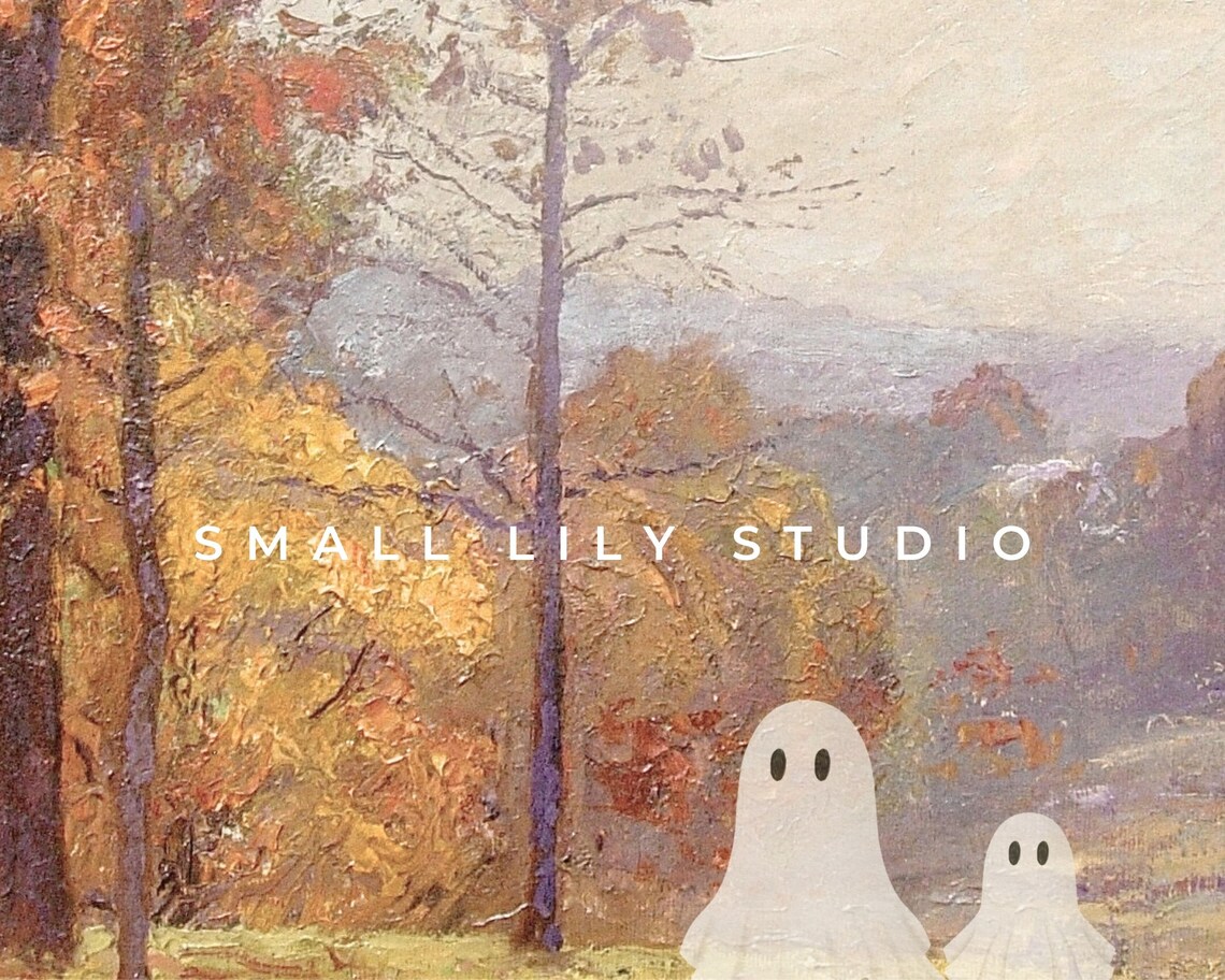Halloween Ghosts in Vintage Landscape Art Print - Image 4