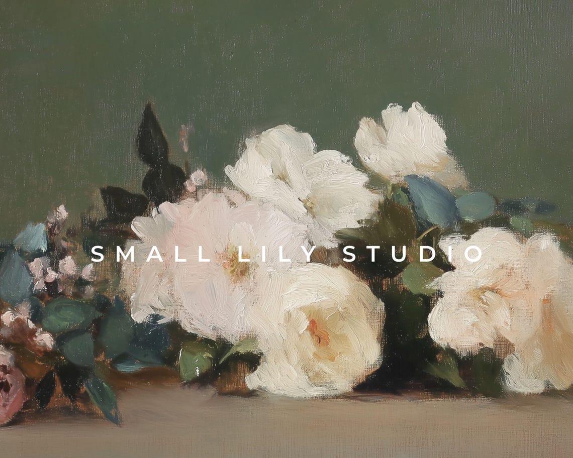 Frame Tv Art Pink Roses On Green Frame Tv Art Vintage Style Flower Still Life Painting Dark Green Moody Floral Artwork Tv622 - Image 4