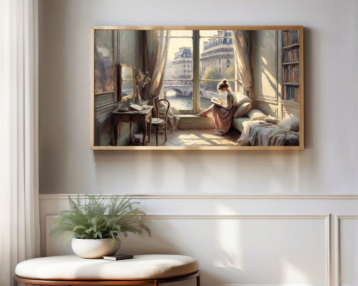 Woman Reading By Window, Paris Vintage Art Print - Image 3
