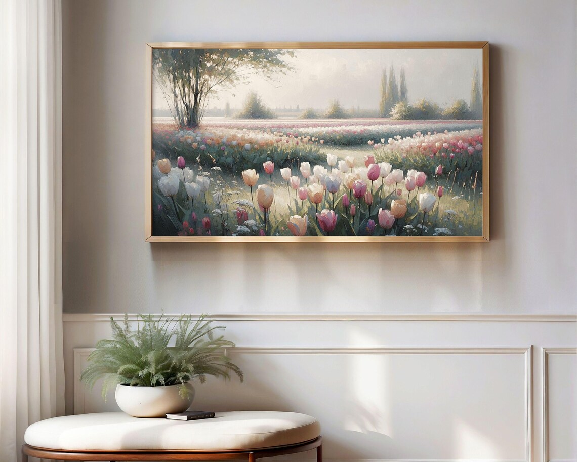 Tulip Frame Art Print, Farmhouse Vintage Style - Image 4