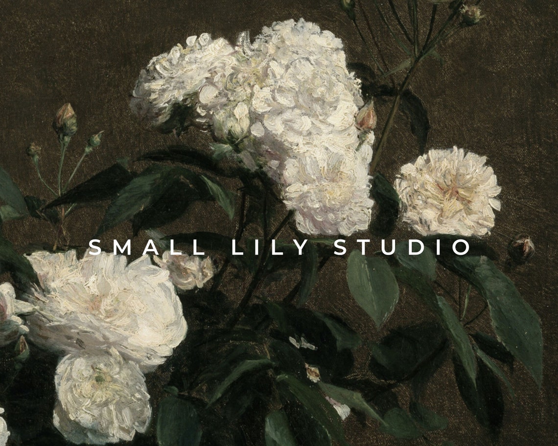 White Roses Bush Dark Background Vintage Botanical Painting Poster - Image 4