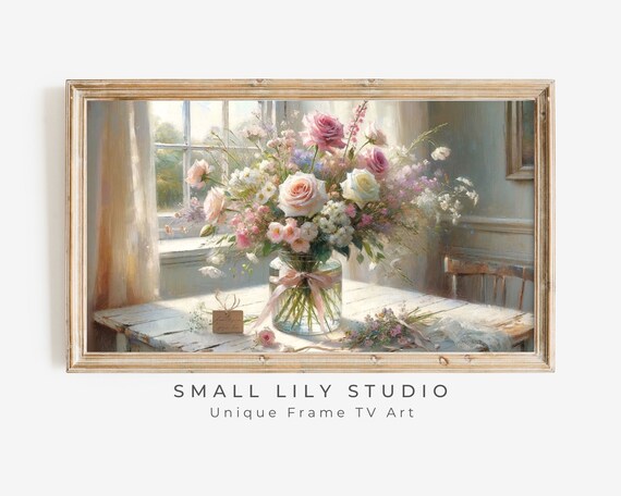 Soft Pink Roses Bouquet In Glass Vase Sunlit Window Still Life Poster