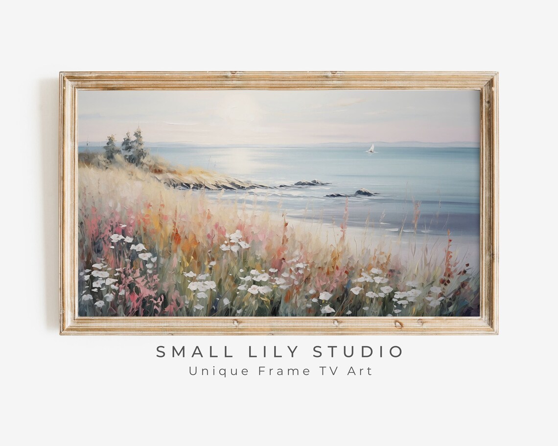 Summer Wildflowers By Sea Watercolor Art Print