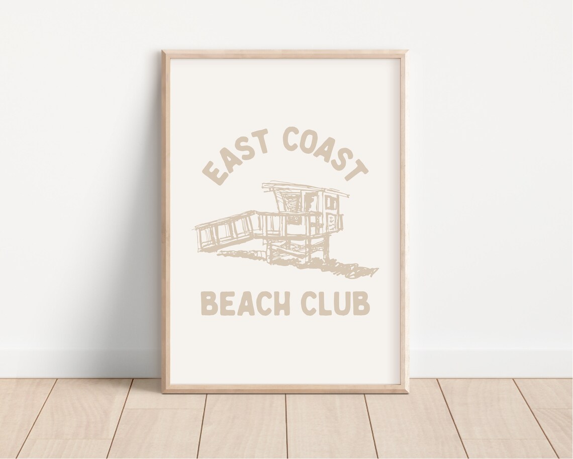 East Coast Beach Club Lifeguard Tower Neutral Beige Decor Poster - Image 3