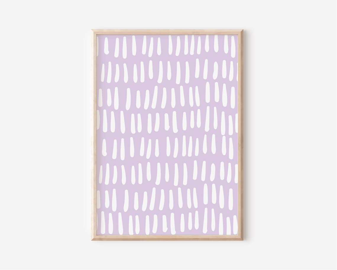 Lilac White Dash Pattern Playful Minimalist Nursery Girls Room Poster - Image 3