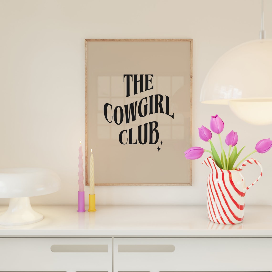 The Cowgirl Club Western Typography Beige Trendy Quote Poster - Image 2