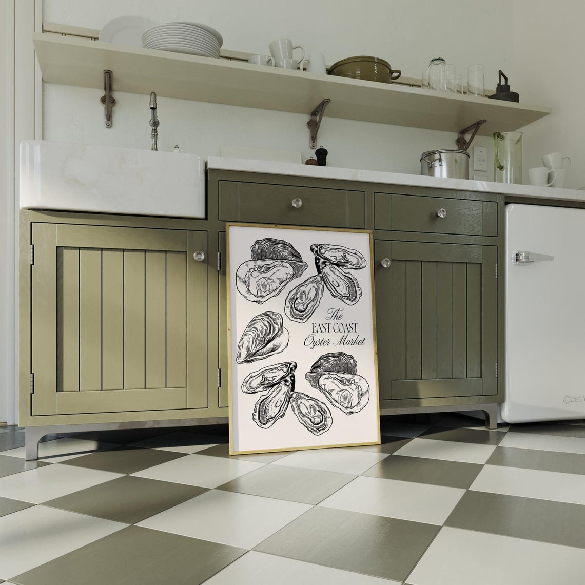 The East Coast Oyster Market Vintage Shell Line Art Kitchen Poster - Image 5
