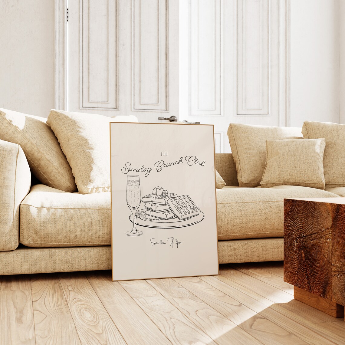 The Sunday Brunch Club Waffles Champagne Sketch Kitchen Art Poster - Image 4