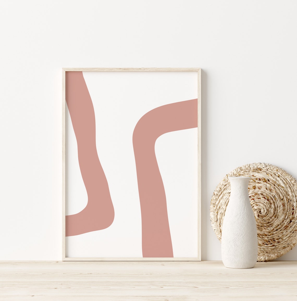 Dusty Rose Wavy Organic Shapes Minimalist Abstract Neutral Poster