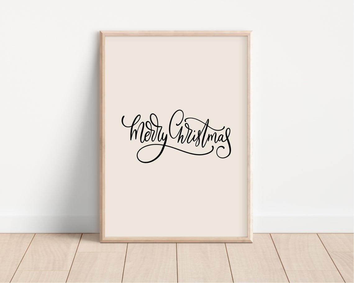 Merry Christmas Black Script Minimalist Holiday Calligraphy Poster - Image 4