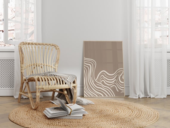 Neutral Wavy Lines Abstract Print Minimalist Wall Art Contemporary Art Print Neutral Wall Art Modern Aesthetic Print Wall Art