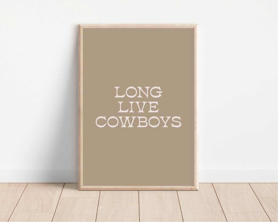 Rustic Long Live Cowboys Quote Tan Typography Western Art Print - Image 2
