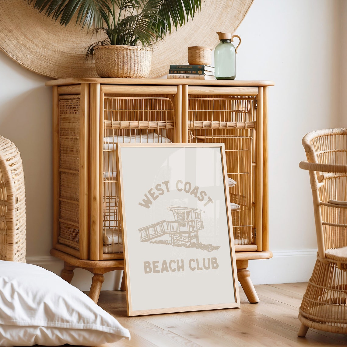 West Coast Beach Club Lifeguard Tower Tan Coastal Art Poster - Image 4