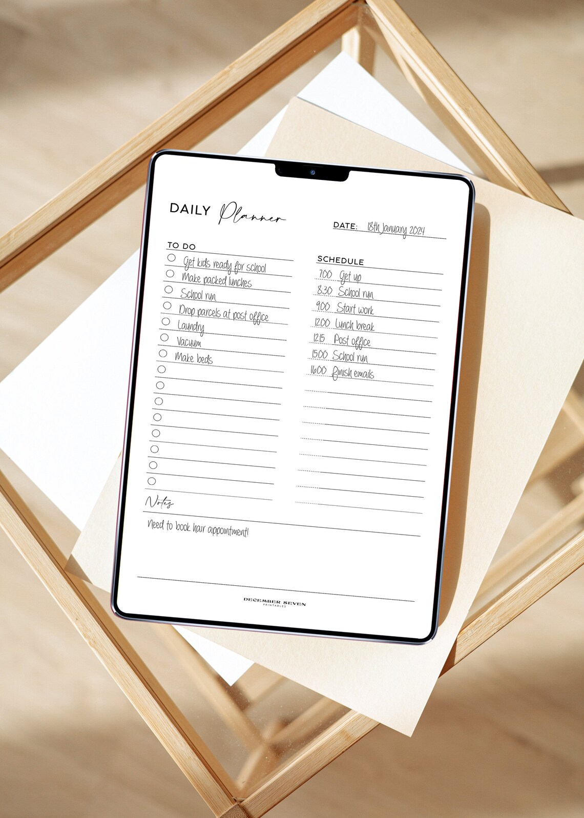 Daily Schedule Planner Print To Do List Fillable Instant Download - Image 3