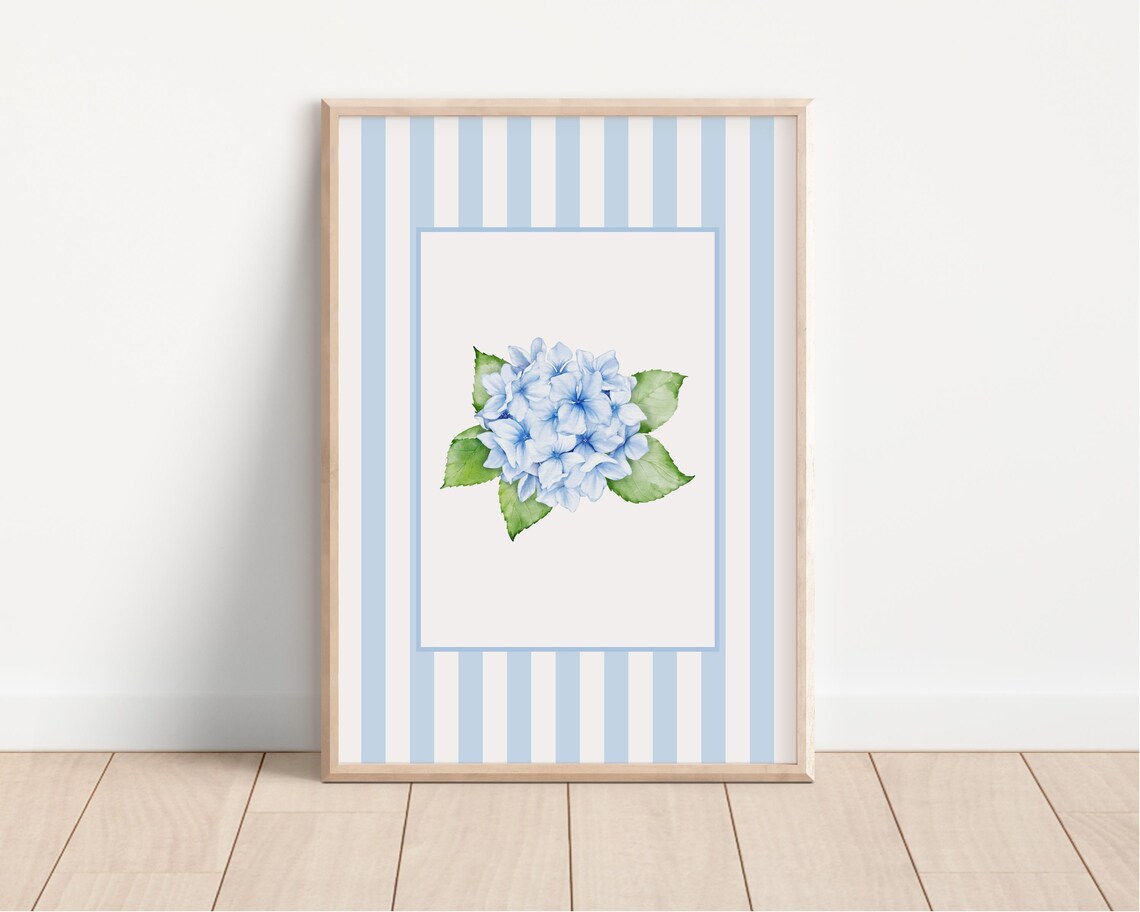 Blue Hydrangea Print, Watercolour Coastal Wall Art - Image 2