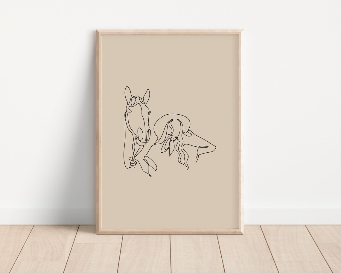 Cowgirl Print Western Horse Line Art, Retro Art Print - Image 4
