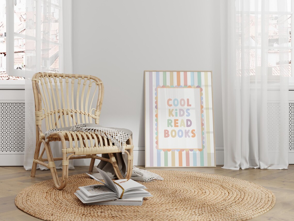 Cool Kids Read Books Rainbow Nursery Art Print - Image 2