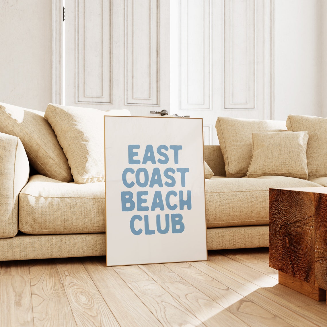 East Coast Beach Club Typography Poster Blue Coastal Home Decor Art