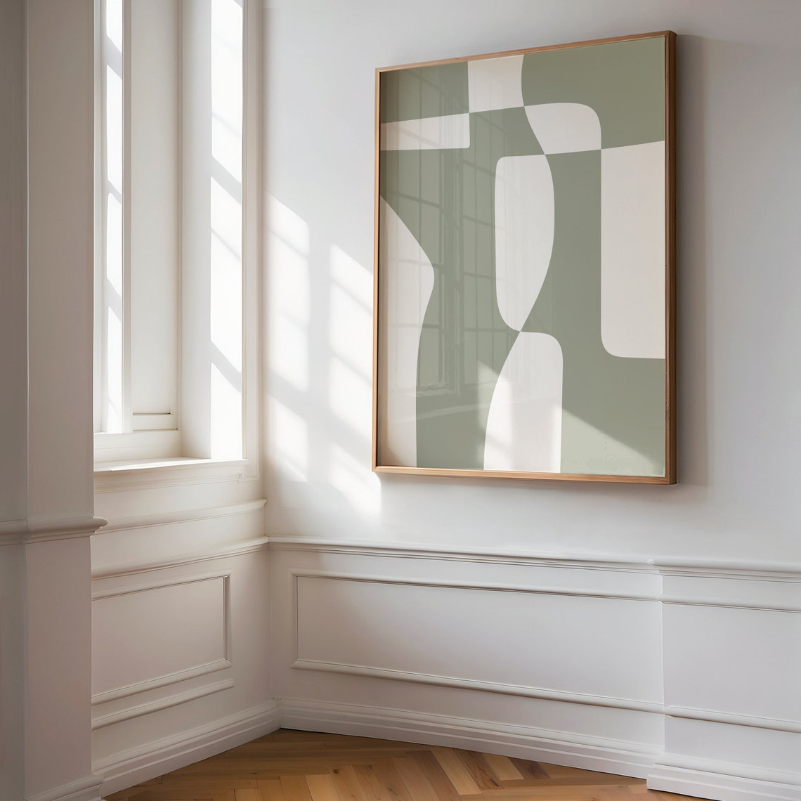 Sage Green Abstract Organic Curved Shapes Minimalist Neutral Poster - Image 4