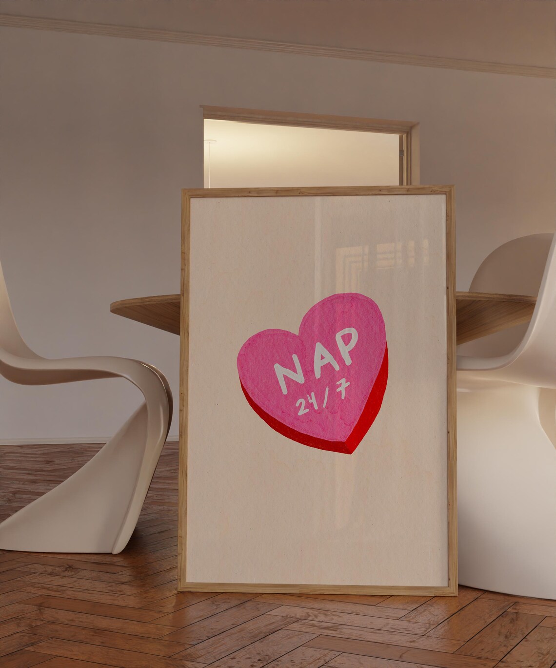 Nap Humor Heart Art Print, Self Love Quote