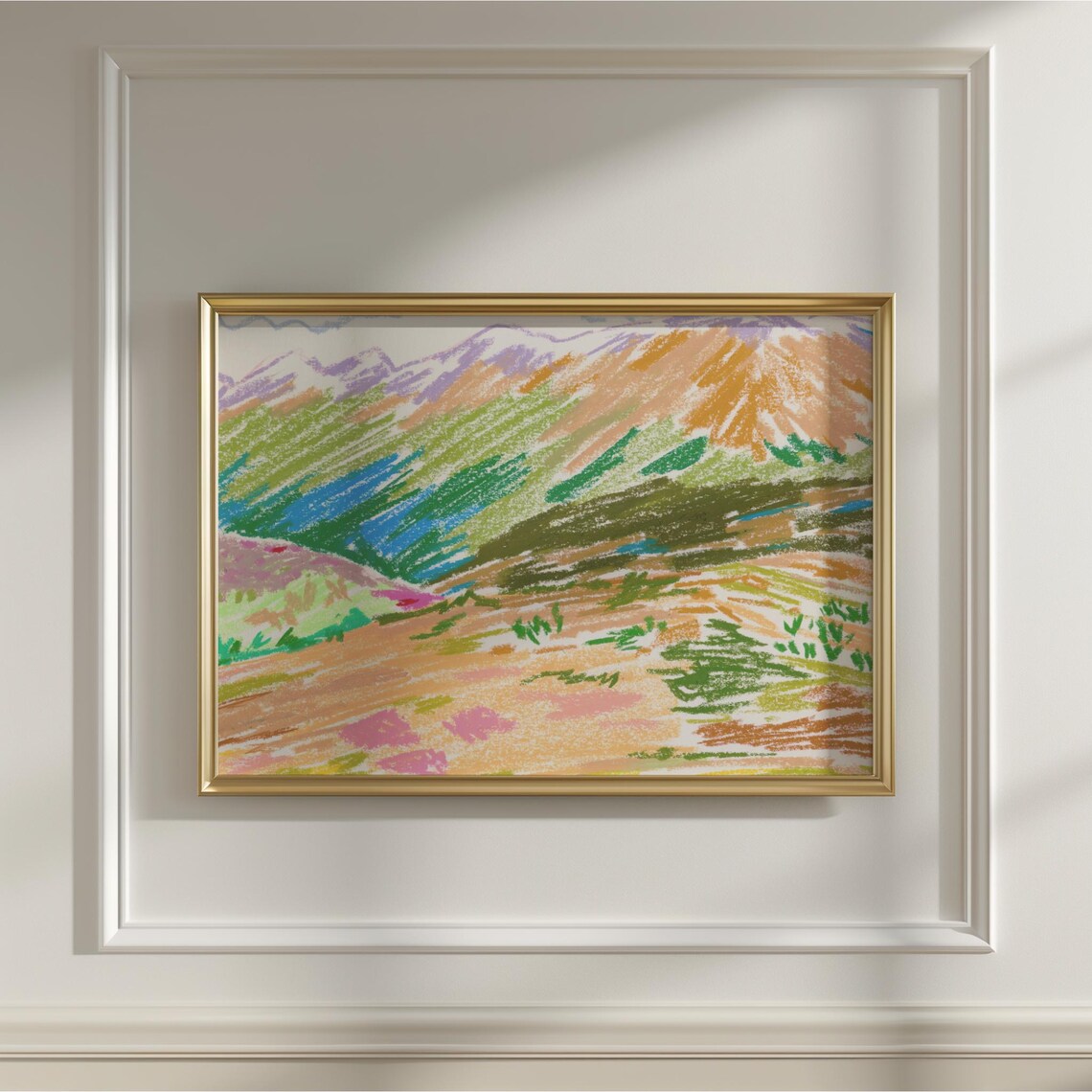 Colorful Hills Mountain Landscape Art Print