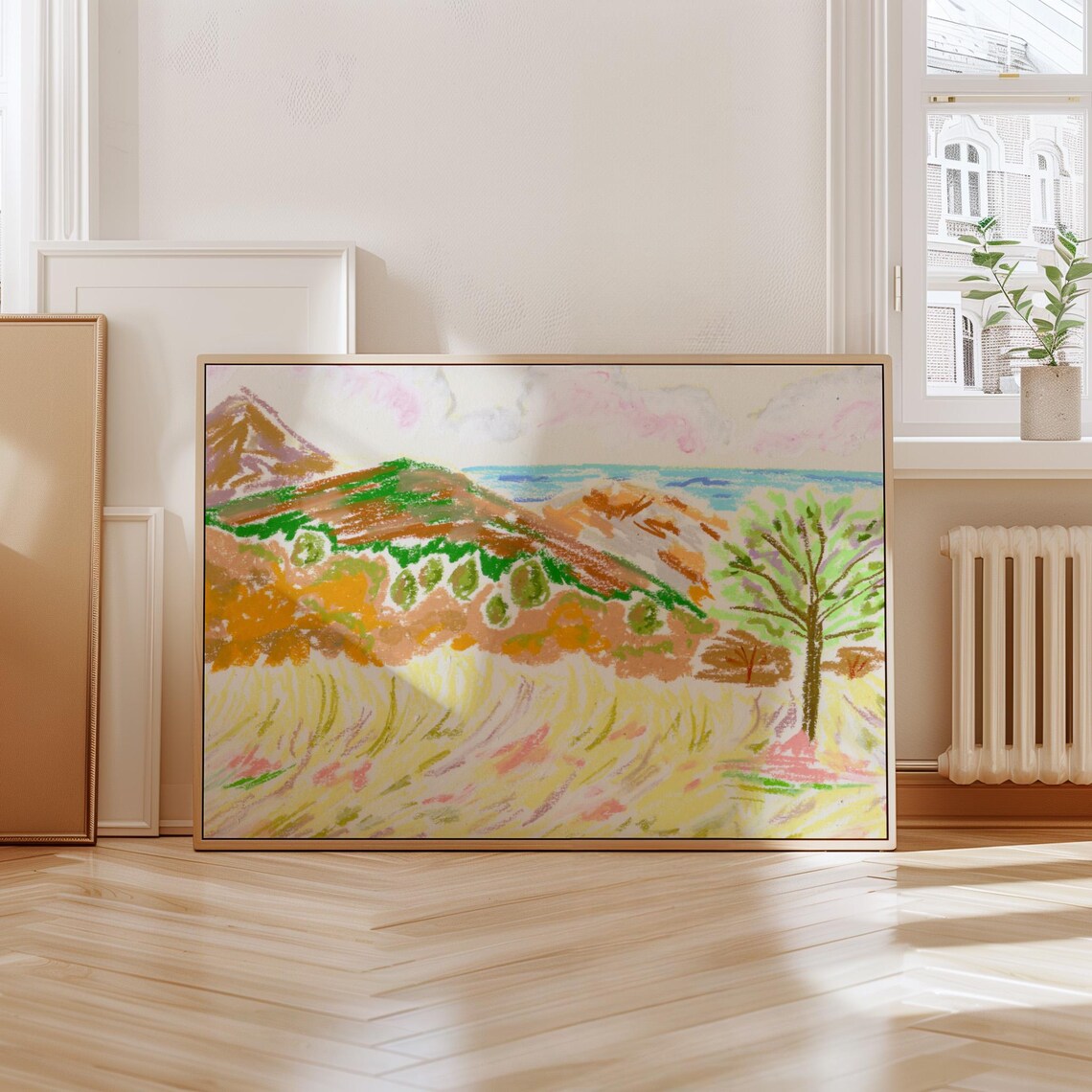 Colorful Beach and Mountain Landscape Art Print