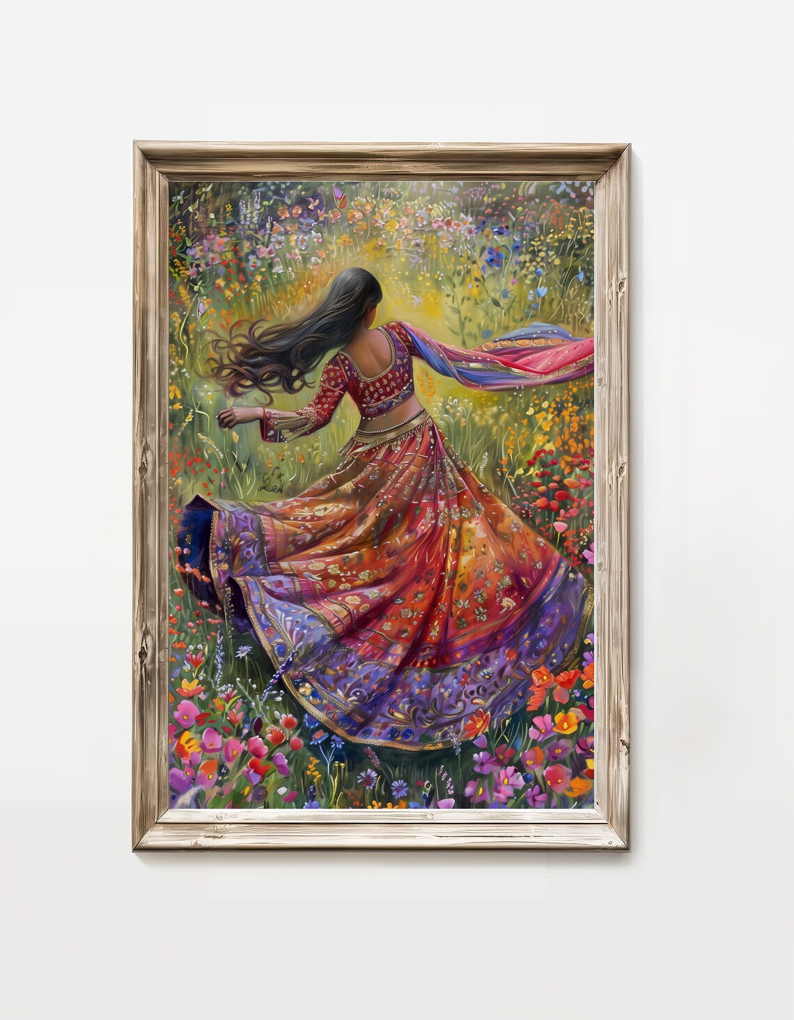 Vintage Indian Girl Dance Art Print, Kathak Style
