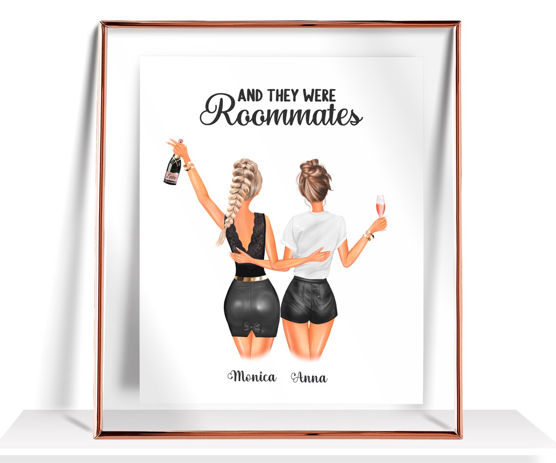 And They Were Roommates Two Best Friends Champagne Party Poster