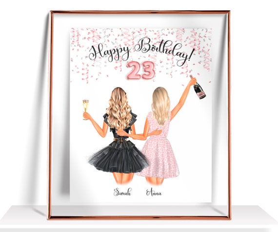 23th Birthday Gift For Her Bitrhday Gifts Best Friend Birthday Gifts Personalized Birthday Gift Sister Birthday Gift Happy Birthday Print
