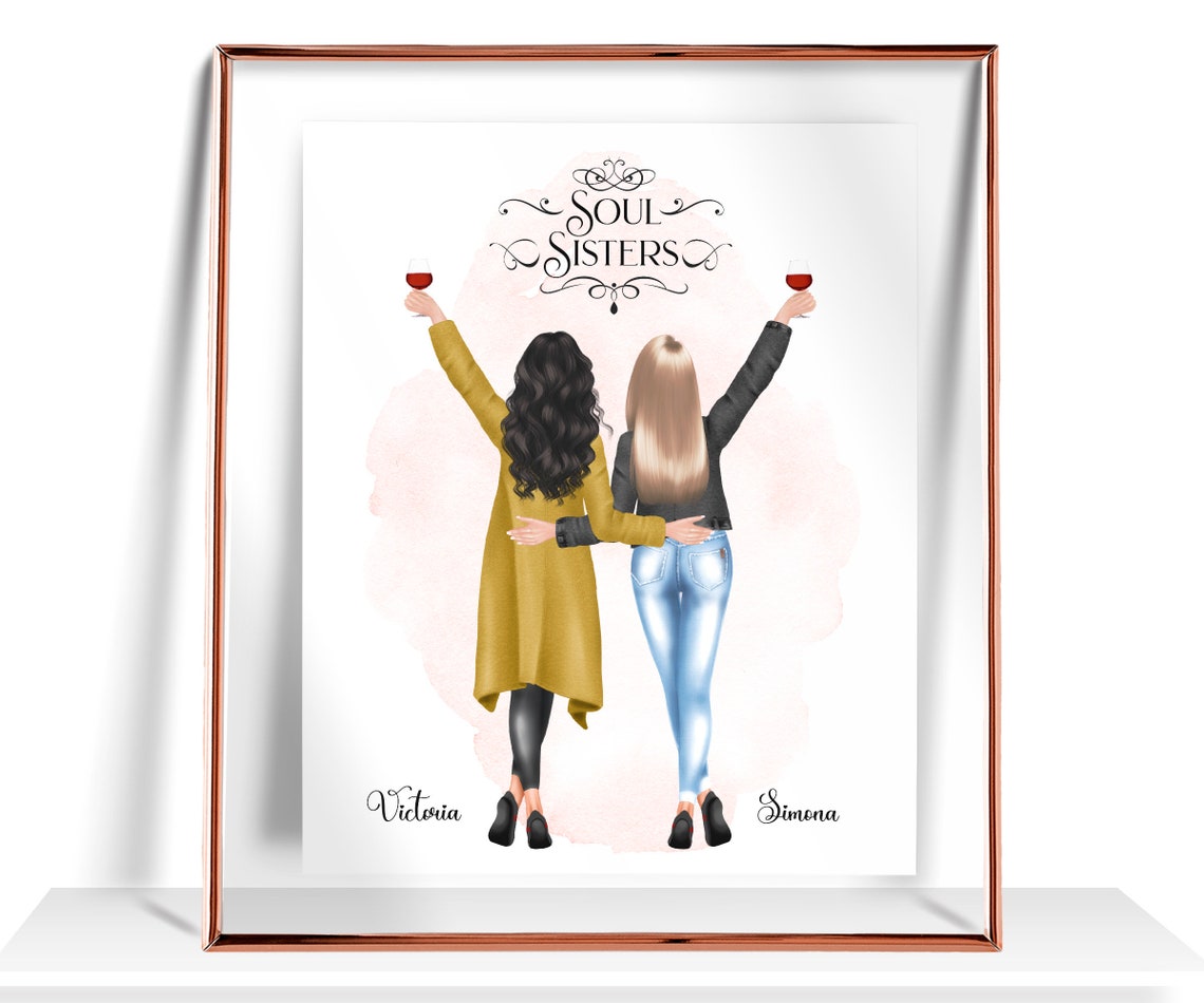 Best Friend Gift Soul Sister Gift Best Friend Birthday Gifts Friendship Print Gift For Her Friends Gift Best Friend Portrait Christmas Gift