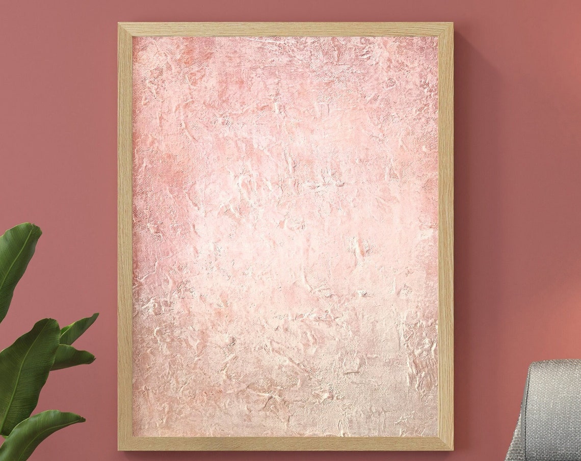 Blush Pink Minimal Textured Abstract Neutral Tones Wall Art Print
