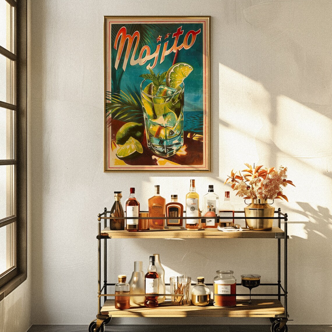 Vintage Mojito Poster, Retro Cocktail Art Print - Image 2
