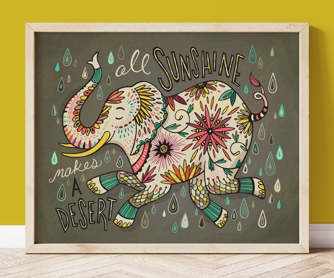 Elephant Boho Inspirational Quote Art Print