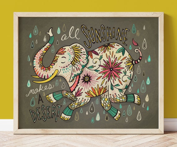 Elephant Boho Inspirational Quote Art Print