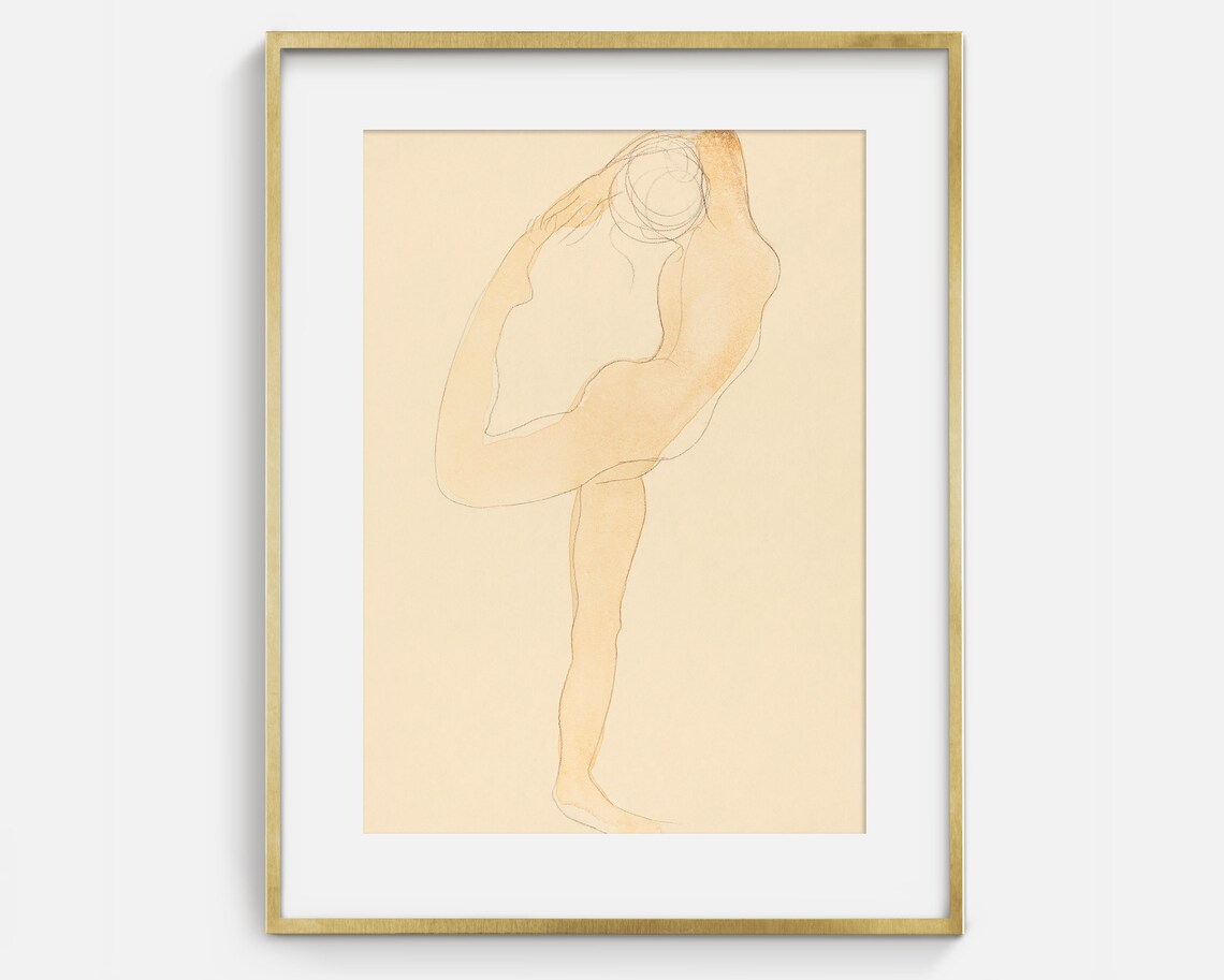 Nude Dancer Sketch No1, Minimalist Vintage Art Print - Image 2