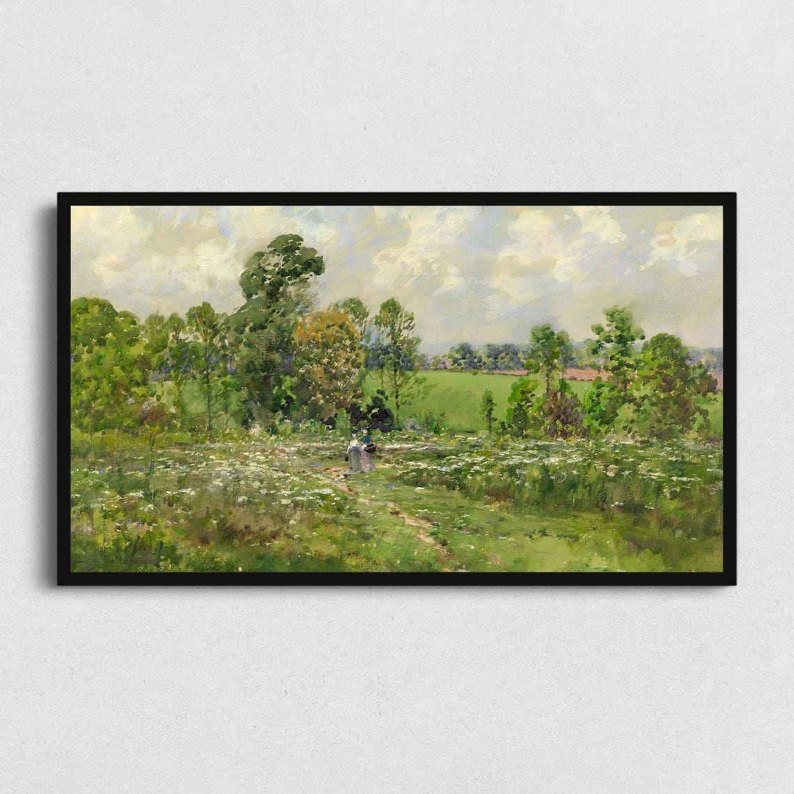 Summer Meadow Wildflower Path Vintage Landscape Painting Poster