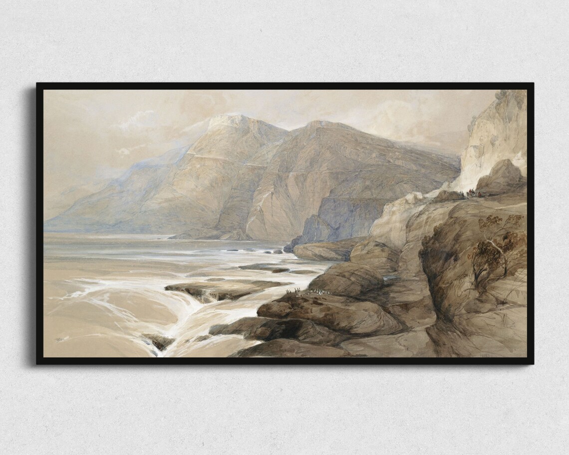 Mountain Landscape Drawing, Vintage Landscape Art Print