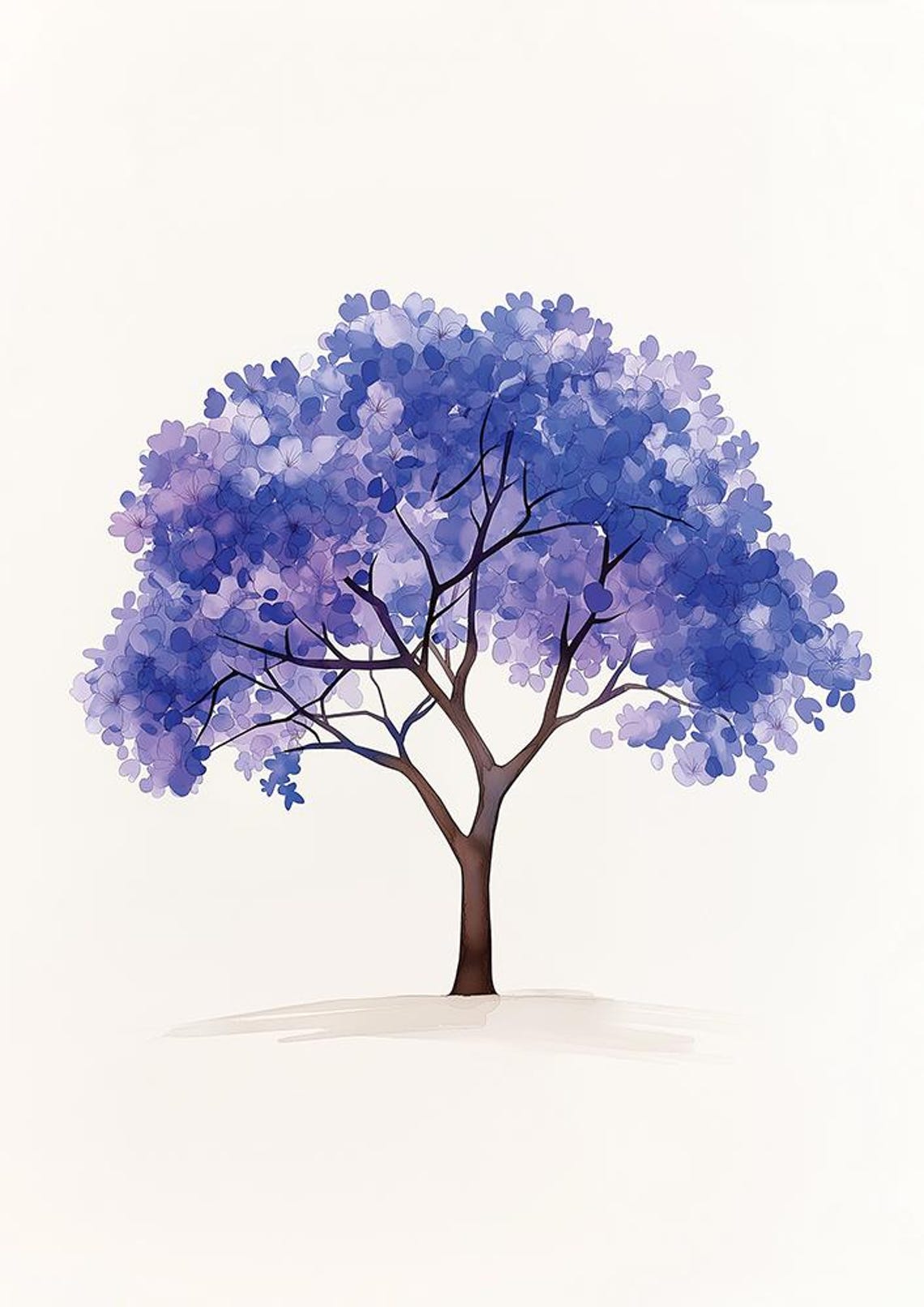 Blooming Jacaranda Tree with Purple Blossoms Watercolor Poster - Image 2